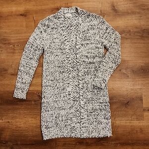 Poof Apparel Open DUSTER Soft Cottagecore Cardigan Black & White Speck Sz Small